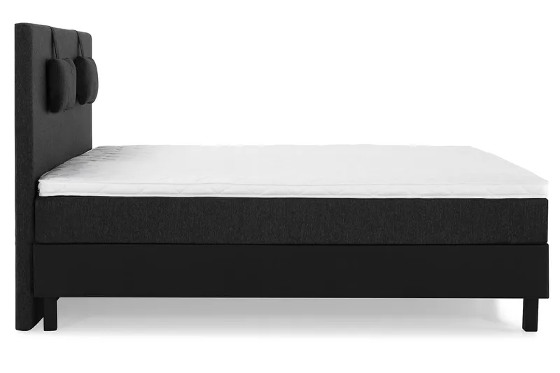 Komplett Sengepakke Lucky 160x200 Glatt Gavl Svart/Grå/PU - Skum Nakkepute Liten - Møbler - Senger - Kontinentalsenger