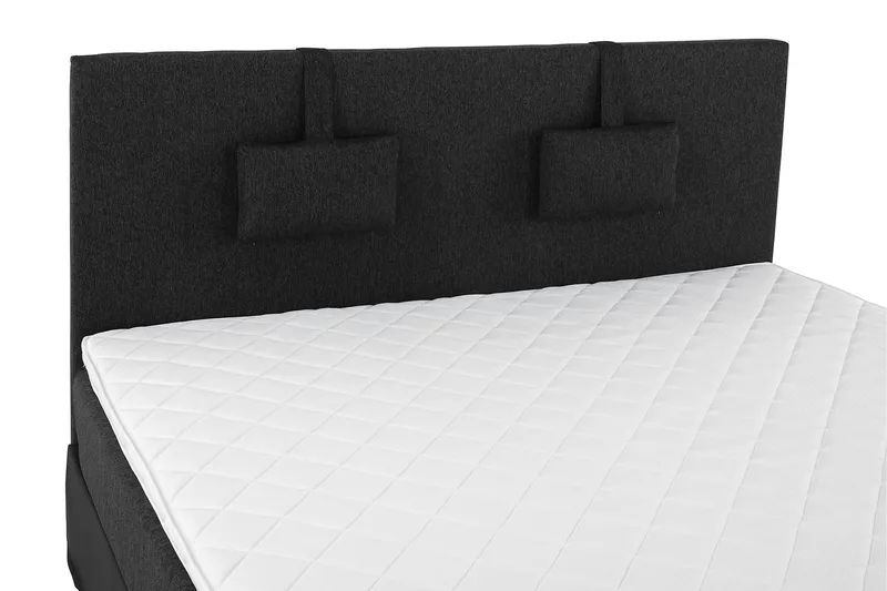 Komplett Sengepakke Lucky 160x200 Glatt Gavl Svart/Grå/PU - Skum Nakkepute Liten - Møbler - Senger - Kontinentalsenger