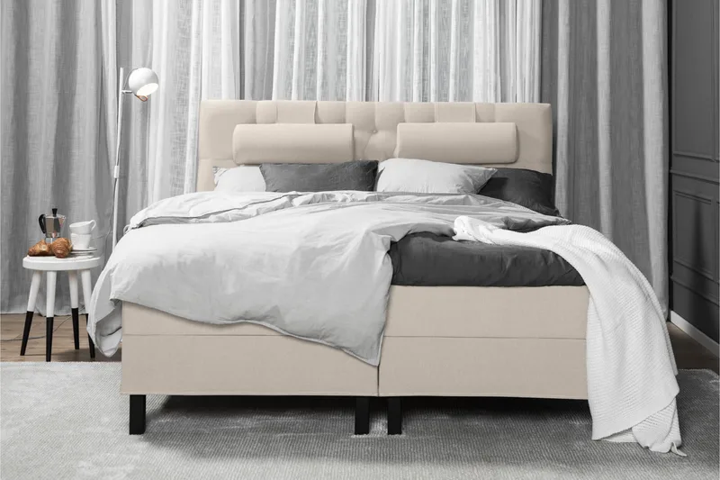 Komplett Sengepakke Lucky 180x200 Diamant Sengegavl Beige - Lateks - Møbler - Senger - Kontinentalsenger