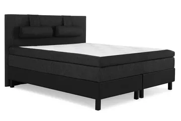 Komplett Sengepakke Lucky 180x200 Glatt Gavl Svart/Grå/PU - Lateks Nakkepute Stor - Møbler - Senger - Kontinentalsenger