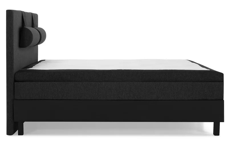 Komplett Sengepakke Lucky 180x200 Glatt Gavl Svart/Grå/PU - Lateks Nakkepute Stor - Møbler - Senger - Kontinentalsenger