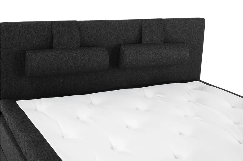 Komplett Sengepakke Lucky 180x200 Glatt Gavl Svart/Grå/PU - Lateks Nakkepute Stor - Møbler - Senger - Kontinentalsenger