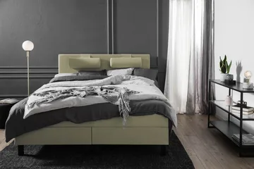 Komplett Sengepakke Lucky 180x200 Glatt Sengegavl Grønn - Memory Nakkepute Stor - Møbler - Senger - Kontinentalsenger