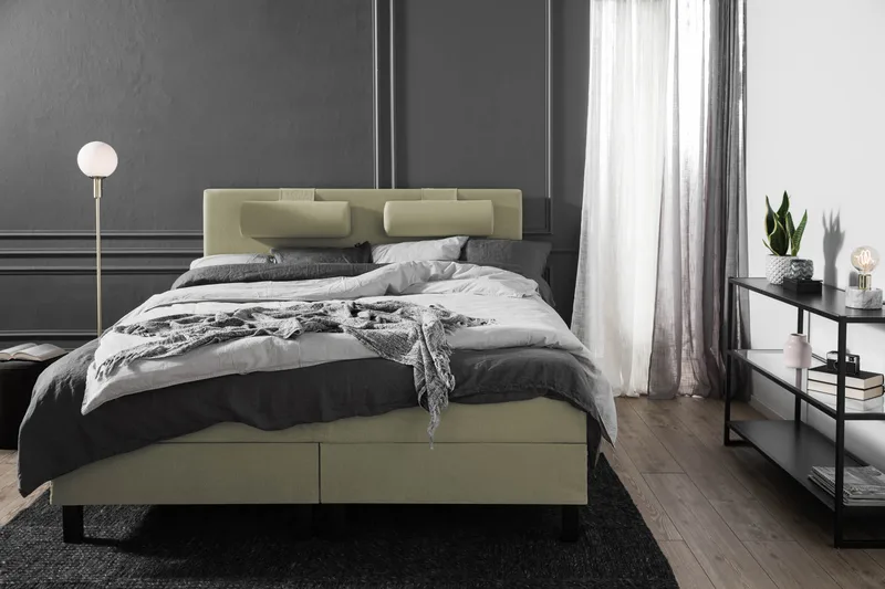 Komplett Sengepakke Lucky 180x200 Glatt Sengegavl Grønn - Memory Nakkepute Stor - Møbler - Senger - Kontinentalsenger