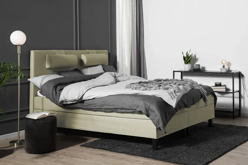 Komplett Sengepakke Lucky 180x200 Glatt Sengegavl Grønn - Memory Nakkepute Stor - Møbler - Senger - Kontinentalsenger