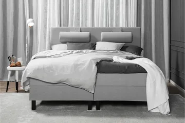 Komplett Sengepakke Lucky 180x200 Glatt Sengegavl Lysegrå - Polyeter Nakkepute Liten - Møbler - Senger - Kontinentalsenger