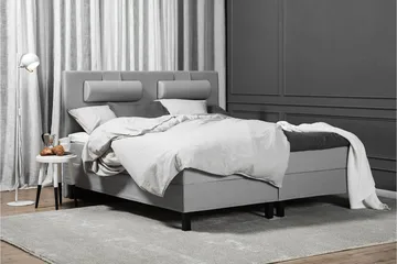 Komplett Sengepakke Lucky 180x200 Glatt Sengegavl Lysegrå - Polyeter Nakkepute Liten - Møbler - Senger - Kontinentalsenger