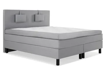 Komplett Sengepakke Lucky 180x200 Glatt Sengegavl Lysegrå - Polyeter Nakkepute Liten - Møbler - Senger - Kontinentalsenger