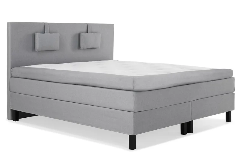 Komplett Sengepakke Lucky 180x200 Glatt Sengegavl Lysegrå - Polyeter Nakkepute Liten - Møbler - Senger - Kontinentalsenger