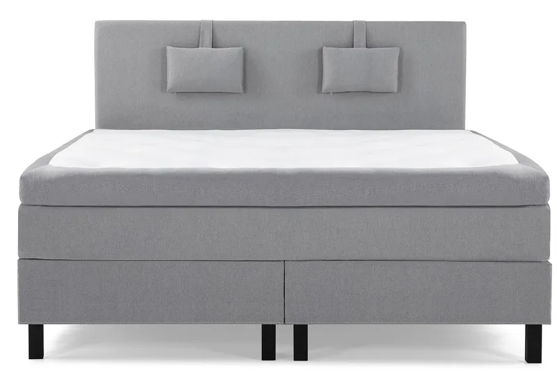 Komplett Sengepakke Lucky 180x200 Glatt Sengegavl Lysegrå, Polyeter Nakkepute Liten