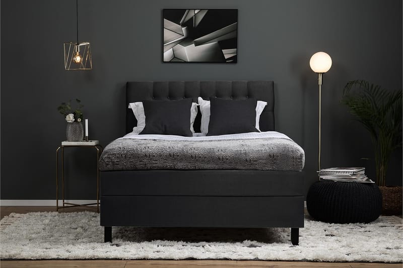 Komplett Sengepakke Olivia 120x200 Diamant Sengegavl Svart/G - Skum - Møbler - Senger - Kontinentalsenger
