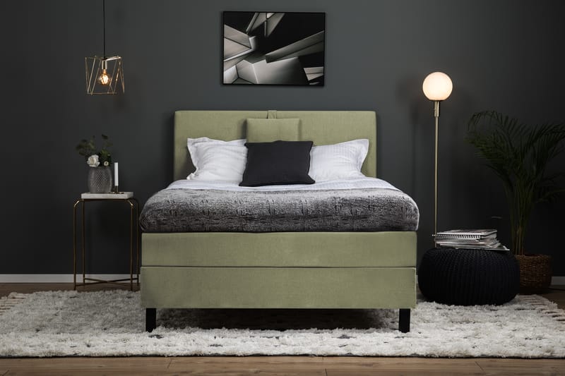 Komplett Sengepakke Olivia 120x200 Glatt Sengegavl Grønn - Memory Nakkepute Liten - Møbler - Senger - Kontinentalsenger
