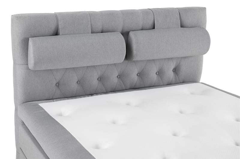 Komplett Sengepakke Olivia 140x200 Diamant Sengegavl Lysgrå - Polyeter Nakkepute Stor - Møbler - Senger - Kontinentalsenger