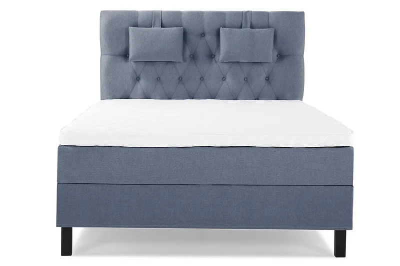 Komplett Sengepakke Olivia 140x200 Diamant Sengegavl Mørkebl, Skum Nakkepute Liten