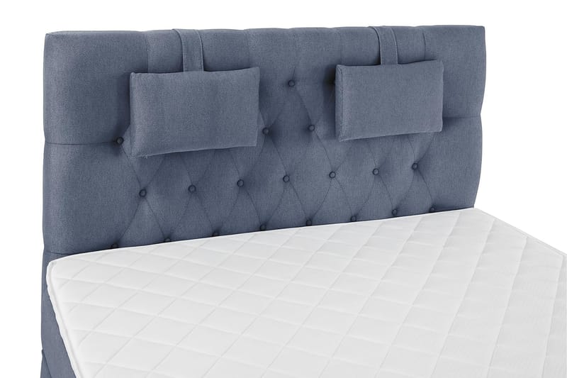 Komplett Sengepakke Olivia 140x200 Diamant Sengegavl Mørkebl - Skum Nakkepute Liten - Møbler - Senger - Enkeltsenger