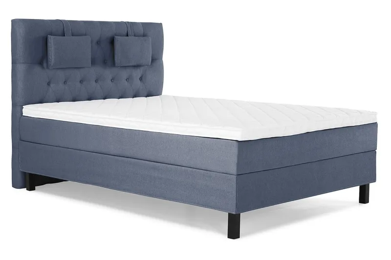 Komplett Sengepakke Olivia 140x200 Diamant Sengegavl Mørkebl - Skum Nakkepute Liten - Møbler - Senger - Enkeltsenger