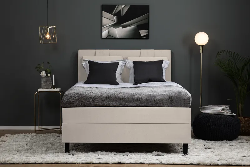 Komplett Sengepakke Olivia 140x200 Glatt Sengegavl Beige - Memory - Møbler - Senger - Enkeltsenger