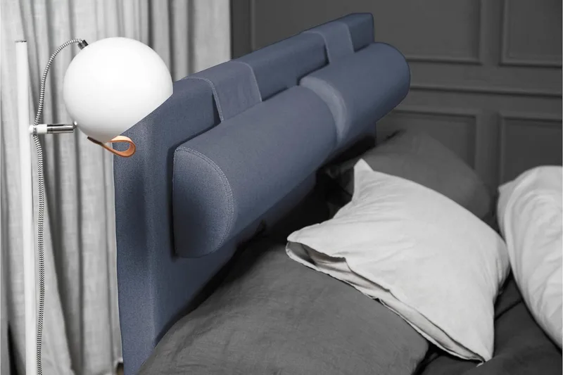 Komplett Sengepakke Olivia 140x200 Glatt Sengegavl Mørkeblå - Lateks Nakkepute Stor - Møbler - Senger - Enkeltsenger