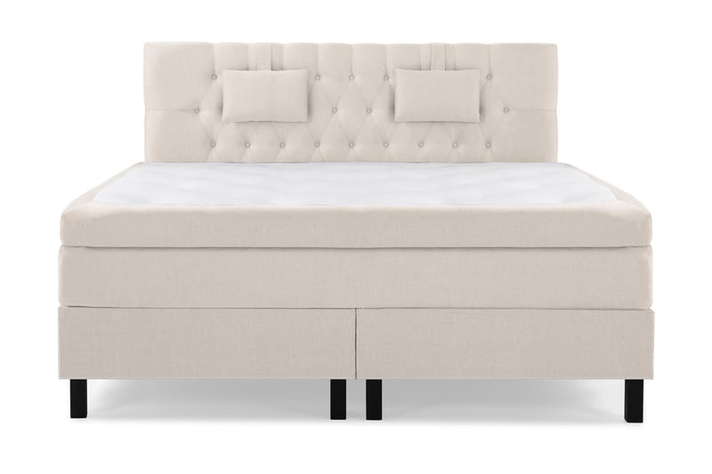 Komplett Sengepakke Olivia 160x200 Diamant Sengegavl Beige - Memory Nakkepute Liten - Møbler - Senger - Kontinentalsenger