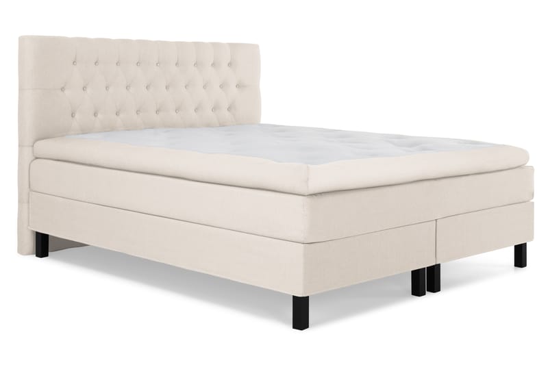 Komplett Sengepakke Olivia 160x200 Diamant Sengegavl Beige - Polyeter - Møbler - Senger - Kontinentalsenger