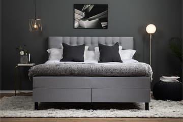 Komplett Sengepakke Olivia 160x200 Diamant Sengegavl Lysgrå - Polyeter - Møbler - Senger - Kontinentalsenger
