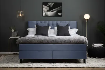 Komplett Sengepakke Olivia 160x200 Diamant Sengegavl Mørkebl - Memory Nakkepute Liten - Møbler - Senger - Kontinentalsenger