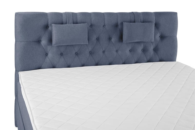 Komplett Sengepakke Olivia 160x200 Diamant Sengegavl Mørkebl - Skum Nakkepute Liten - Møbler - Senger - Kontinentalsenger