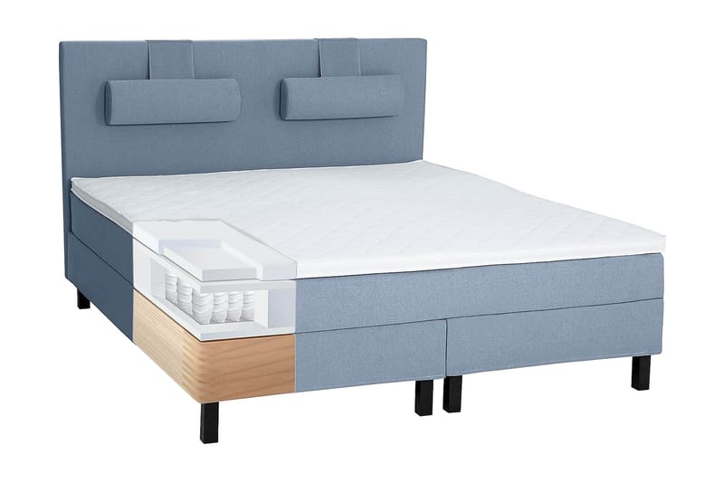 Komplett Sengepakke Olivia 160x200 Diamant Sengegavl Mørkebl - Polyeter - Møbler - Senger - Kontinentalsenger