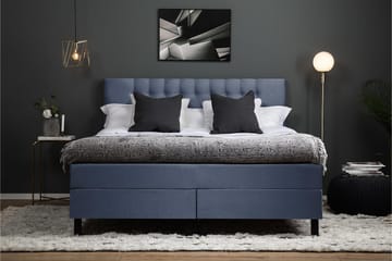 Komplett Sengepakke Olivia 160x200 Diamant Sengegavl Mørkebl - Polyeter - Møbler - Senger - Kontinentalsenger