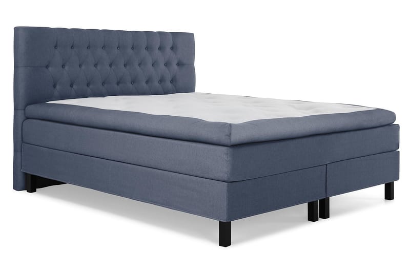 Komplett Sengepakke Olivia 160x200 Diamant Sengegavl Mørkebl - Polyeter - Møbler - Senger - Kontinentalsenger