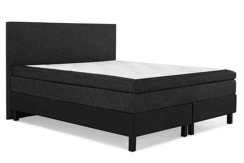 Komplett Sengepakke Olivia 160x200 Glatt Gavl Svart/Grå/PU - Lateks - Møbler - Senger - Kontinentalsenger