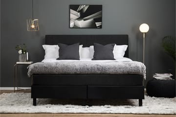 Komplett Sengepakke Olivia 160x200 Glatt Gavl Svart/Grå/PU - Lateks - Møbler - Senger - Kontinentalsenger