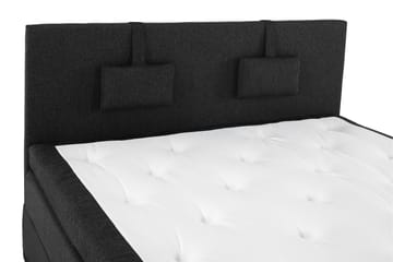 Komplett Sengepakke Olivia 160x200 Glatt Gavl Svart/Grå/PU - Memory Nakkepute Liten - Møbler - Senger - Kontinentalsenger