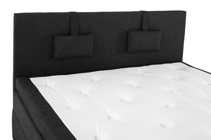 Komplett Sengepakke Olivia 160x200 Glatt Gavl Svart/Grå/PU - Memory Nakkepute Liten - Møbler - Senger - Kontinentalsenger