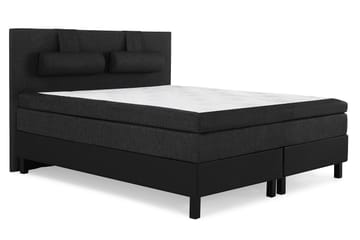 Komplett Sengepakke Olivia 160x200 Glatt Gavl Svart/Grå/PU - Memory Nakkepute Stor - Møbler - Senger - Kontinentalsenger