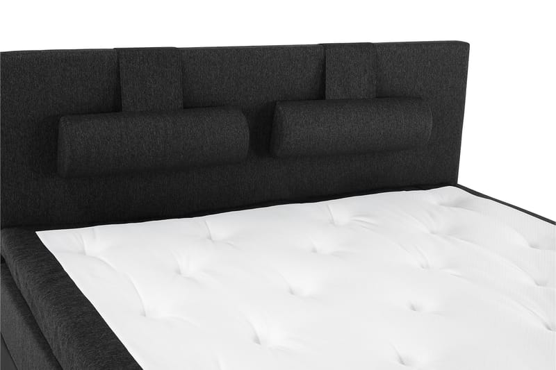 Komplett Sengepakke Olivia 160x200 Glatt Gavl Svart/Grå/PU - Memory Nakkepute Stor - Møbler - Senger - Kontinentalsenger