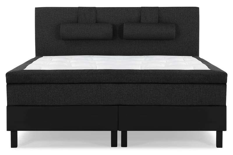 Komplett Sengepakke Olivia 160x200 Glatt Gavl Svart/Grå/PU - Memory Nakkepute Stor - Møbler - Senger - Kontinentalsenger