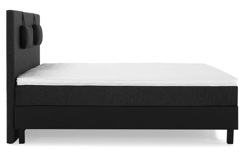 Komplett Sengepakke Olivia 160x200 Glatt Gavl Svart/Grå/PU - Skum Nakkepute Liten - Møbler - Senger - Kontinentalsenger