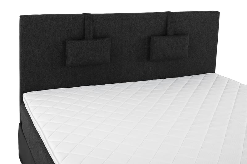 Komplett Sengepakke Olivia 160x200 Glatt Gavl Svart/Grå/PU - Skum Nakkepute Liten - Møbler - Senger - Kontinentalsenger