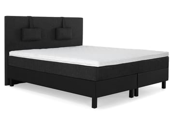 Komplett Sengepakke Olivia 160x200 Glatt Gavl Svart/Grå/PU - Skum Nakkepute Liten - Møbler - Senger - Kontinentalsenger