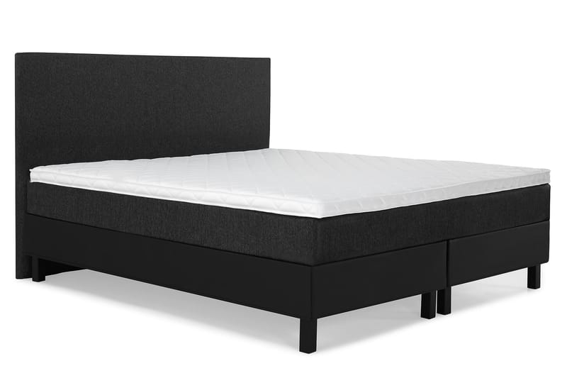 Komplett Sengepakke Olivia 160x200 Glatt Gavl Svart/Grå/PU - Skum - Møbler - Senger - Kontinentalsenger
