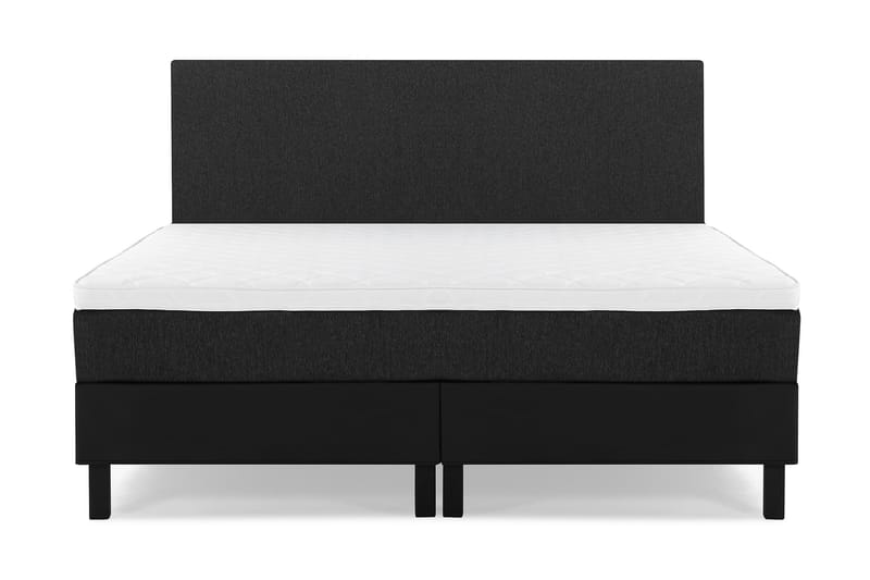 Komplett Sengepakke Olivia 160x200 Glatt Gavl Svart/Grå/PU - Skum - Møbler - Senger - Kontinentalsenger