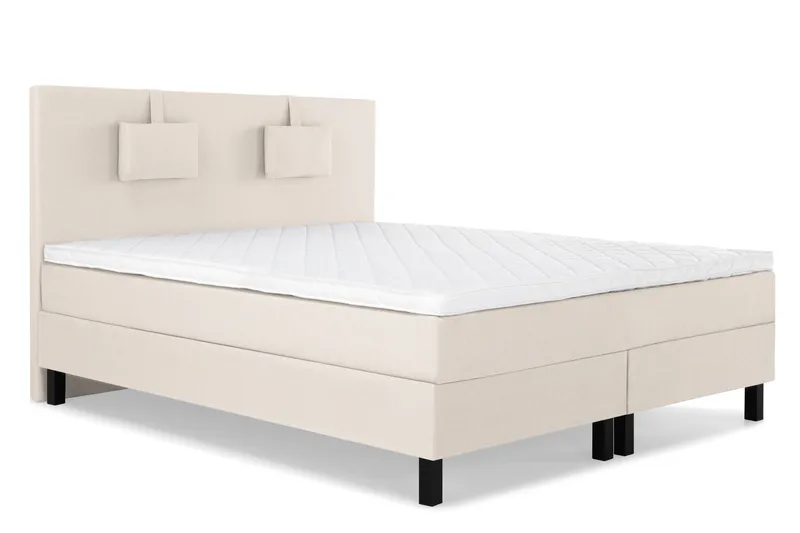 Komplett Sengepakke Olivia 160x200 Glatt Sengegavl Beige - Skum Nakkepute Liten - Møbler - Senger - Kontinentalsenger