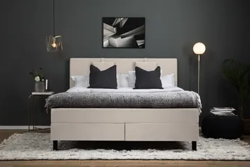 Komplett Sengepakke Olivia 160x200 Glatt Sengegavl Beige - Skum Nakkepute Liten - Møbler - Senger - Kontinentalsenger