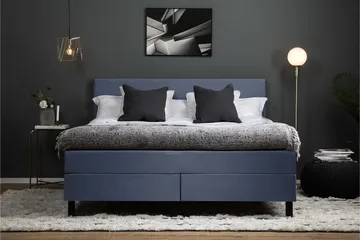 Komplett Sengepakke Olivia 160x200 Glatt Sengegavl Mørkeblå - Memory - Møbler - Senger - Kontinentalsenger