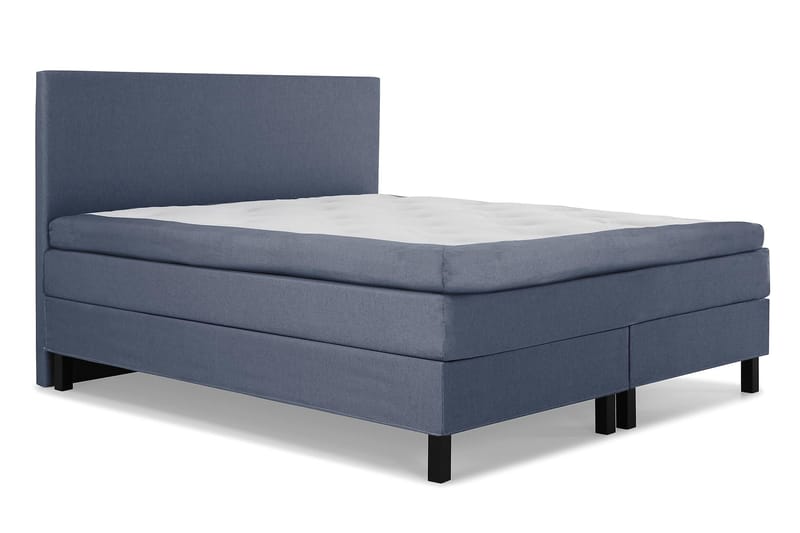 Komplett Sengepakke Olivia 160x200 Glatt Sengegavl Mørkeblå - Polyeter - Møbler - Senger - Kontinentalsenger