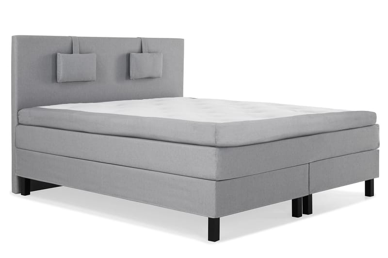 Komplett Sengepakke Olivia 160x200 Glatt Sengegavl Mellomgrå - Memory Nakkepute Liten - Møbler - Senger - Kontinentalsenger