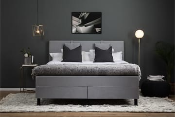 Komplett Sengepakke Olivia 160x200 Glatt Sengegavl Mellomgrå - Skum Nakkepute Liten - Møbler - Senger - Kontinentalsenger