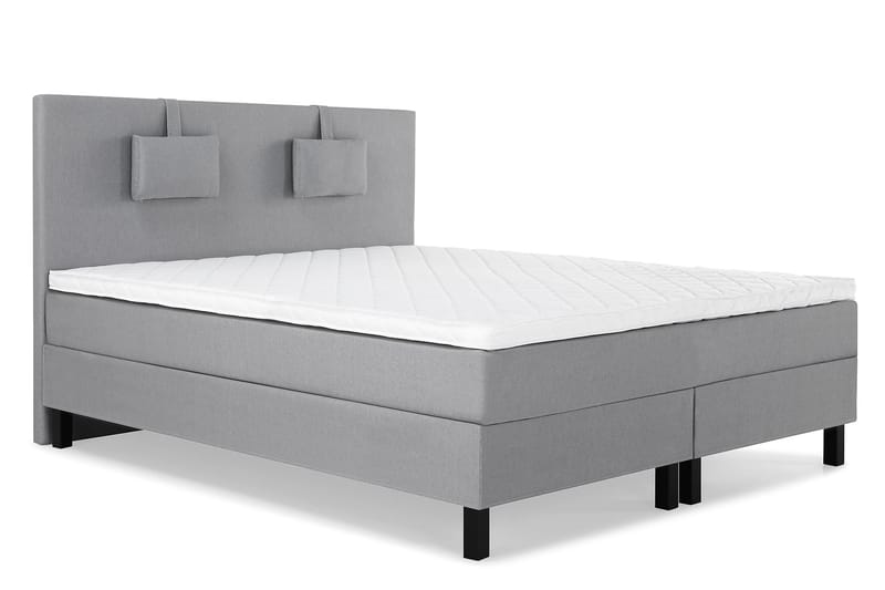 Komplett Sengepakke Olivia 160x200 Glatt Sengegavl Mellomgrå - Skum Nakkepute Liten - Møbler - Senger - Kontinentalsenger