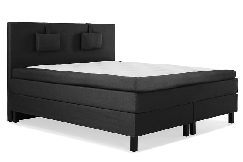 Komplett Sengepakke Olivia 160x200 Glatt Sengegavl Svart/Grå - Memory Nakkepute Liten - Møbler - Senger - Kontinentalsenger